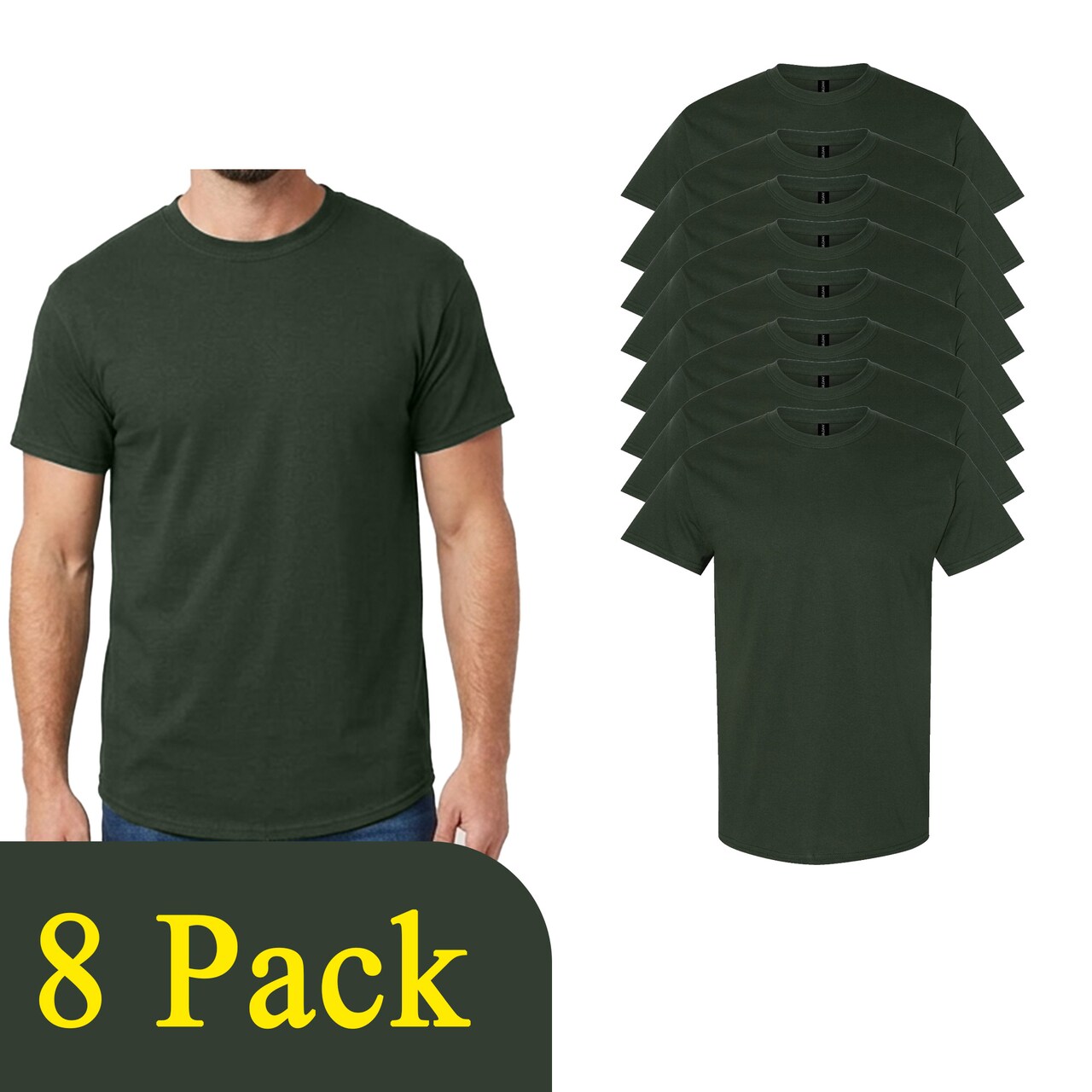 Gildan Heavy Cotton Forest Green Craft Blank T-Shirt Bundle for DIY Printing (2–14 Pack)